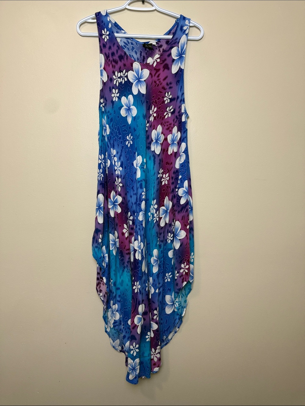 Aloha Fashion Blue Purple Floral Sleeveless Maxi Dress one size